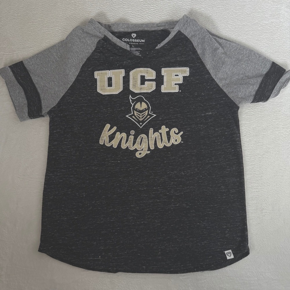 Colosseum Women's UCF Knights Charcoal Heather Gray Raglan Varsity T-Shirt - L
